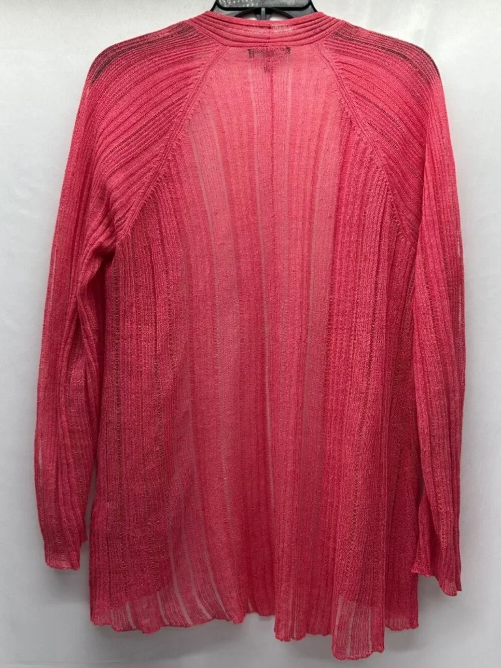 Eileen Fisher Variegated Peony Pink Silk/Linen Open Cardigan PM